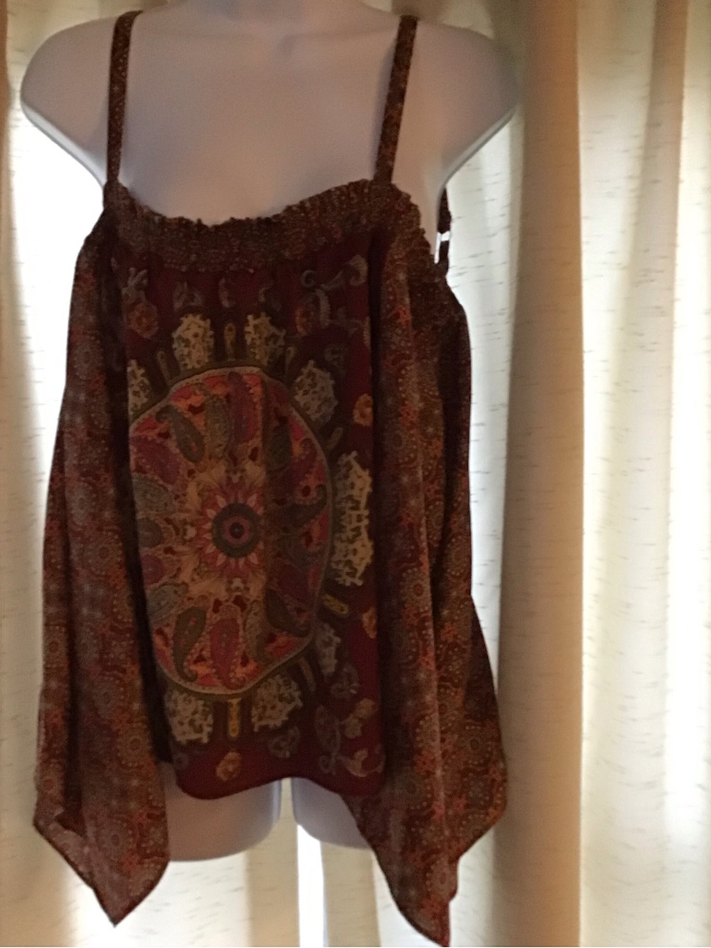 Cato Burgundy Paisley Medallion Spaghetti Strap Tank